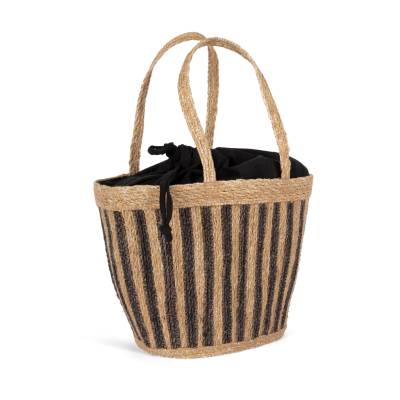 Eco-friendly striped seagrass basket bag